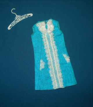 Vintage Barbie Francie Iced Blue Linen Dress 1967 1274