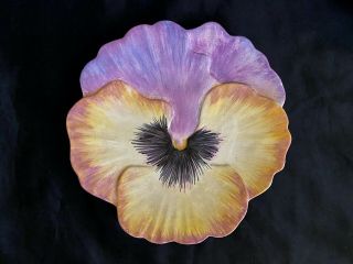 Vintage Marsel Guillot France 8 1/4 In Porcelain Pansy Plate Very Good Signed