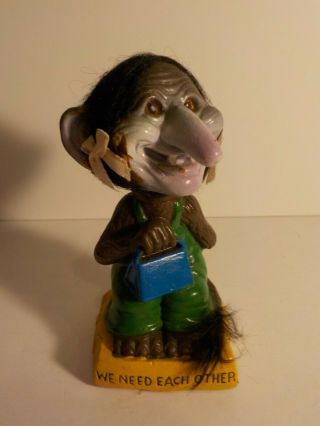 Vintage Berries Nodder Bobble Head Troll W Tail 1972 We Need Each Other