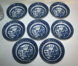 8 Churchill Blue Willow 6 " Cereal Soup Bowls Made In England