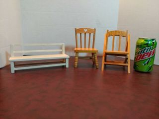 Doll Furniture 2 Chairs And A Bench