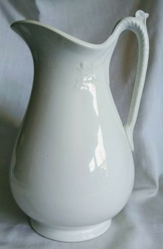 Antique White Ironstone Water Pitcher 13 " T R Boote 