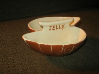 Jelly & Jam Dish,  Purinton Pottery,  Golden Brown Intaglio,  Not Perfect.