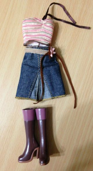Barbie Doll My Scene Kennedy Denim Jean Skirt Halter Striped Top Outfit Clothes