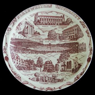 Antique Vtg Souvenir Plate Vernon Kilns Northwestern University Chicago Illinois