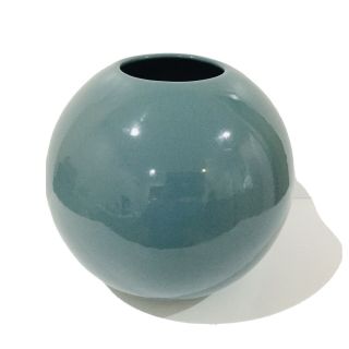 Vintage Haeger Orb Ball Round Sphere Vase 4319 Aqua Turquoise Large 10.  5” Tall