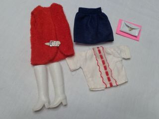 Vintage Barbie Sized Maddie Mod Clone Red White Blueberry Outfit Outfit N/c