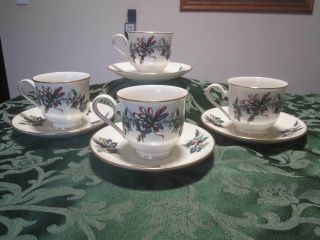 Lenox Winter Greetings Set Of 4 Cups And Saucers Fine China Usa