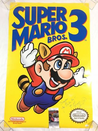 Charles Martinet Signed Mario Brothers Poster Jsa
