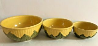 Vintage Shawnee Pottery Usa Corn King Ware Mixing Bowl Set Of Three 5 6 8
