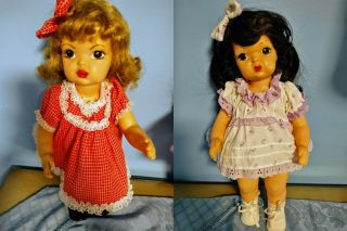 2 Vintage Dresses Bloomers & Hair Bows For Terri Lee & Similar 16 " Doll