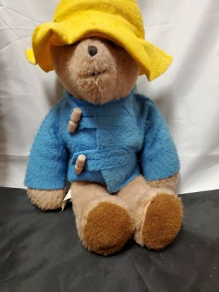 Vintage Eden Paddington Bear Brown Tan 15in Plush Blue Jacket Yellow Hat Tag