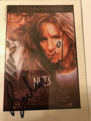 Barbra Streisand Signed Photo 1987 " Nuts " Movie Card
