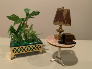 Vintage Ideal Petite Princess Fantasy Furniture Heirloom Table Set & Salon Plant