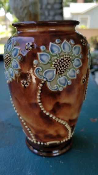 Royal Doulton Lambeth Art Nouveau Pottery Stoneware Vase1902 Pearl Decorated