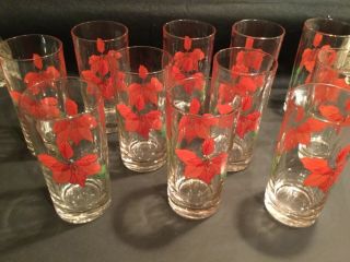 Block Spal Watercolors Poinsettia Set Of 11 Tumblers Iced Tea Glasses