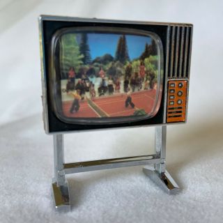 Vintage Lundby Of Sweden Dollhouse Miniature Tv Television Set Wooden,  Plastic