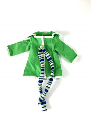 Vintage 1971 Ideal Crissy Family Small Girl Velvet Mia Tara Kelly Green Coat 15 "