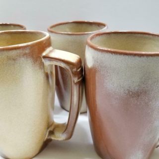 Vintage Frankoma Pottery 5m Mug/cup Desert Gold Brown_set Of 4