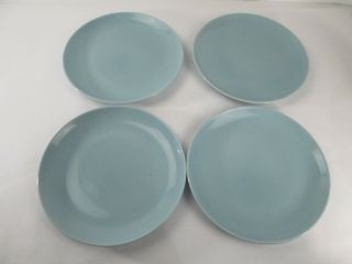 Set Of 4 Russel Wright Iroquois Casual China Blue 10 " Dinner Plate Mcm