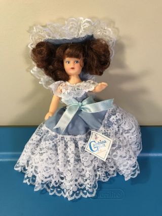 Vtg Gambina Doll 8 " Southern Belle Hand Made Orleans Tags Blue Lace Dress