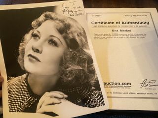 Una Merkel Vintage Glamour Photo Hand Signed Autograph 8 X 10 Photo With