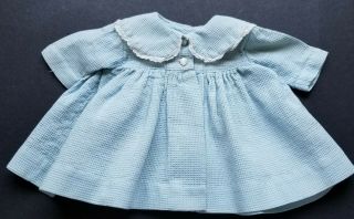 Vintage Baby Blue Pique Dy Dee Baby Doll Coat With Lace Trim.  Fits 16 18 " Doll