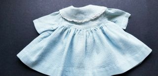 Vintage Baby Blue Pique Dy Dee Baby Doll Coat With Lace Trim.  Fits 16 18 