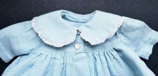 Vintage Baby Blue Pique Dy Dee Baby Doll Coat With Lace Trim.  Fits 16 18 