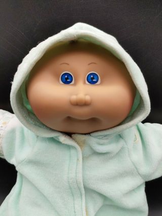 Vintage Coleco Cabbage Patch Kids Premie Bald Baby Doll w Blue Eyes.  Clothes. 2