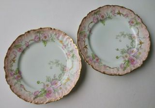 Elite Limoges - Fine Antique French Porcelain 8 1/2 " Plates - Pair - France