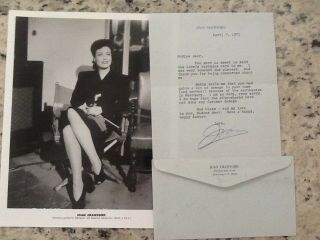 Joan Crawford Signed 1971 Letter Envelope Photo Letterhead Movie Star Glamour