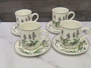 Set Of 4 Villeroy & Boch Botanica Veronica Coffee Cups Mugs And Saucers
