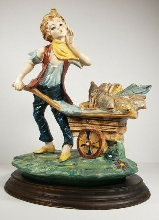 Capodimonte Stile Italy Figure Boy Carrying Fish To Market Vintage / Buy It Now