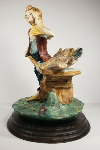 Capodimonte Stile Italy Figure Boy Carrying Fish To Market Vintage / Buy it Now 2