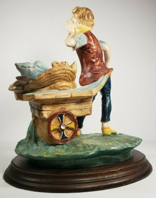 Capodimonte Stile Italy Figure Boy Carrying Fish To Market Vintage / Buy it Now 3