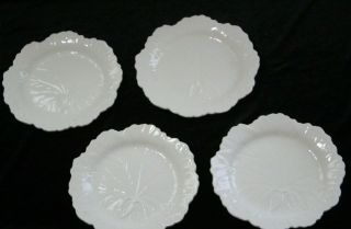 Set Of 4 Vintage Wedgwood Of Etruria Barlaston England Cream Leaf Plates 8 "