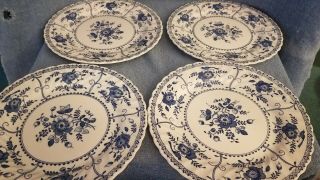 Set Of 4 Johnson Bros Indies Dinner Plates - England Blue & White