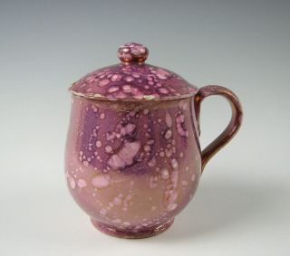 Antique Pink Sunderland Splash Luster Condiment Jar Staffordshire 19th Century