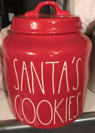 Rae Dunn Red Santa’s Cookies Canister