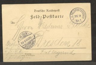 Southwest Africa,  1904 Fieldpost K.  D.  Feldpoststation Nr.  1 To Dresden