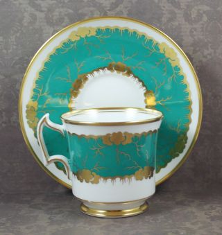 Vintage Royal Chelsea English Bone China Teal And Gold Gilt Tea Cup And Saucer
