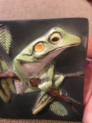 Unique Frog On Tree Limb Mold 3 - D Pottery Clay Tile Plaque Plate 4”x4” (SB) 2