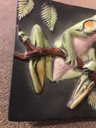 Unique Frog On Tree Limb Mold 3 - D Pottery Clay Tile Plaque Plate 4”x4” (SB) 3