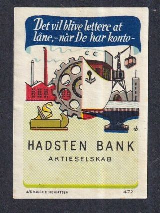 Denmark Poster Stamp Hagen & Sievertsen Hadsten Bank / Liner Crane Tools
