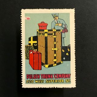 Poster Stamp Usa 1914 Duluth Trunk Company Minnesota Advertising Label