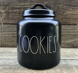 Rae Dunn “cookies” Canister Black Cookie Jar Ll By Magenta 8” X 5.  25”