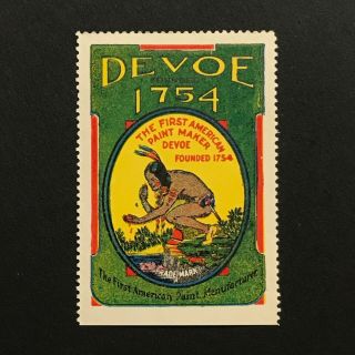 Poster Stamp Usa 1915 Devoe Paint Maker Native American Mnh Gem