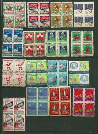 120 Local Christmas,  Easter And Other Seals In Blocks Of 4 Vg,
