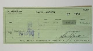 David Janssen Signed Check 9/20/1974